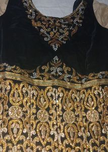 Black &golden Combination Havey Work Gown