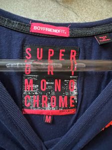 Superdry Navy T-Shirt with Orange Graphic