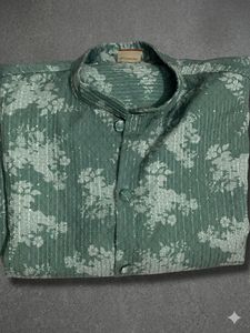 Men's Green Floral Kurta