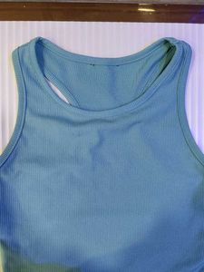 Blue Ribbed Tank Top