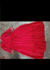 Elegant Red Tiered Anarkali Gown