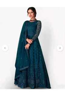 Elegant Teal Embroidered Anarkali Gown