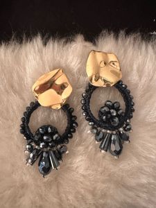 Black faceted crystal Drop Earrings