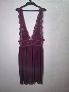 Burgundy Lace Babydoll Nightgown