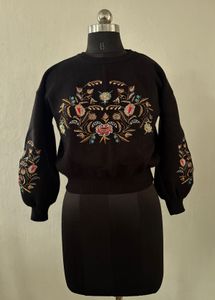 Embroidered Black Sweater