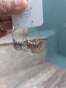 Three layer Butterfly hoop Earrings.
