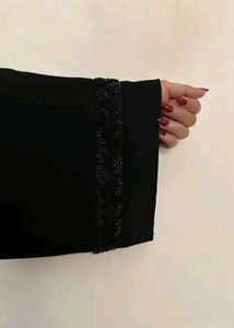 New Black Abaya with Beaded Embellishments