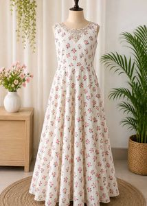 Floral Print Anarkali Gown