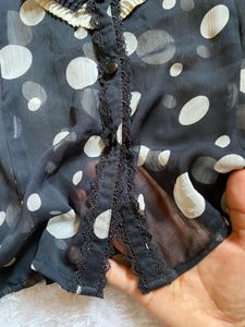 Chic Polka Dot Ruffle Blouse