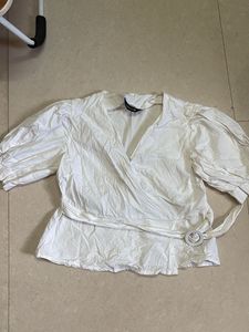 Chic White Wrap Blouse
