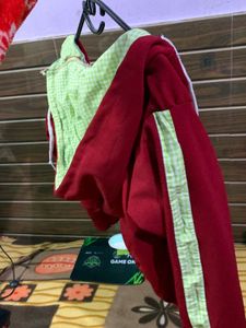 Red Cropped Zip-Up Hoodie