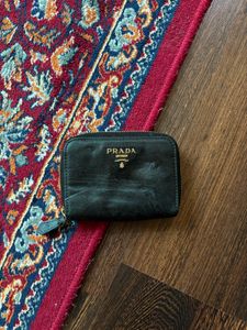 Prada Black Leather Coin Pouch Wallet