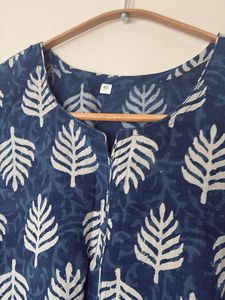 Blue Leaf Print Kurta