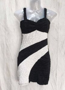 Chic Black &amp; White Ruched Mini Dress