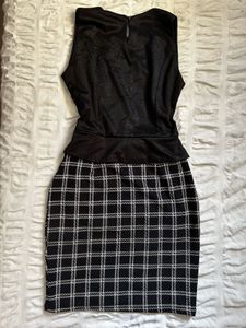 Chic Black Plaid Mini Dress