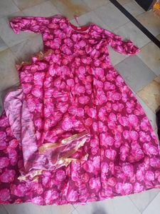 Vibrant Floral Print Kurta Set with Dupatta