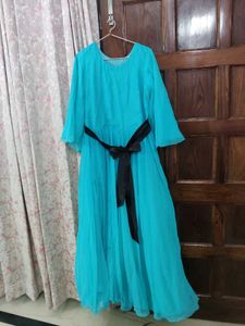 Beautiful Teal Gown with Black Belt