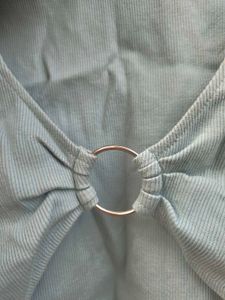 Teal Blue Top With Metallic Bust Detail