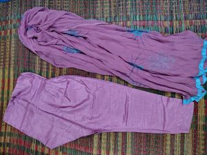 Beautiful Blue Kurta Set with Pink Embroidery