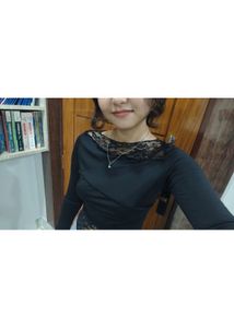 Newme Black Lace Trim Asymmetrical Top
