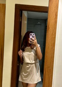 SALE - Casual Beige Mini Dress