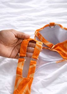 Chic Orange Patterned Bikini Top
