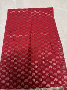 Rich Crimson Red Brocade Dupatta with Gold Paisley