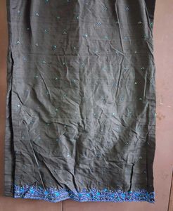 Black Kurta Set with Blue Embroidery