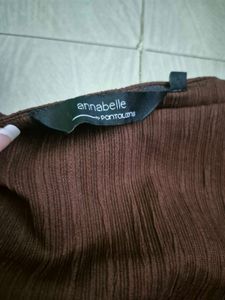 Brown Ribbed Top with Tie Detail