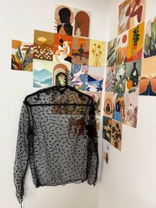 Sheer Black Heart Print Top
