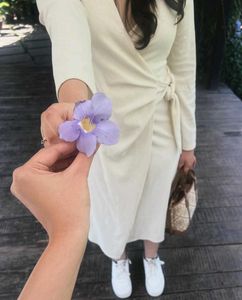H&amp;M luxe Elegant Cream Wrap Dress