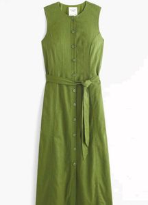 Elegant green linen dress