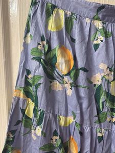Tiered Lemon Print Midi Skirt