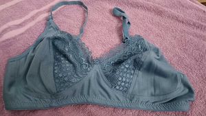 Vintage Blue Lace Trim Bra
