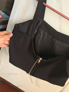 Black Sleeveless Corset Crop Top