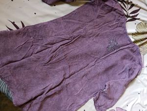 Embroidered Purple Cotton Kurta