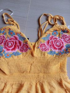 forever21 Embroidered Yellow Summer playsuit