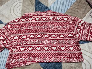 FYK Burgundy Heart Pattern Crop Top