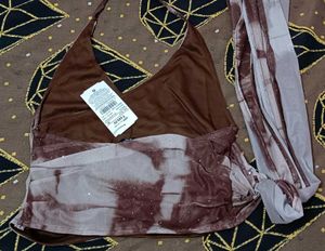 Stylish Brown Halter Neck Top