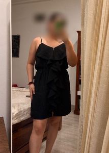 Black Ruffle Spaghetti Strap Dress