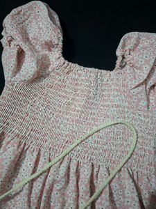 Cute Pink Floral Smocked Dress