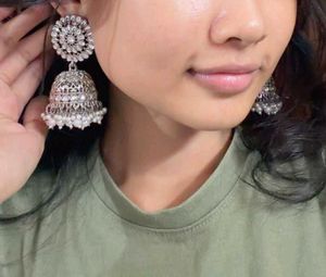 Elegant Jhumka Earrings with Pearls