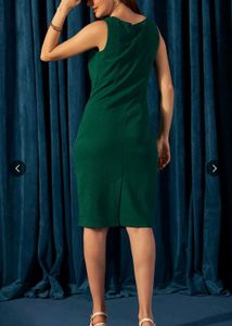 Elegant Green Cowl Neck Dress
