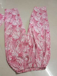 2xl ,Pink Leaf Print Button-Down Tunic