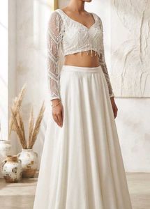 Elegant White Beaded Lehenga Set best for navratri