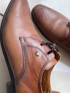 Louis Philippe Men's Brown Leather Oxford Shoes