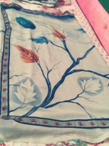 Elegant White Floral Print Saree