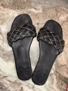 Stylish Black Woven Slide Sandals