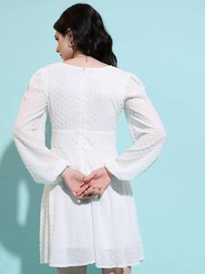 Chic White Textured Mini Dress