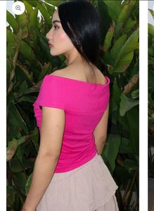 Hot Pink Off-Shoulder Rose Top